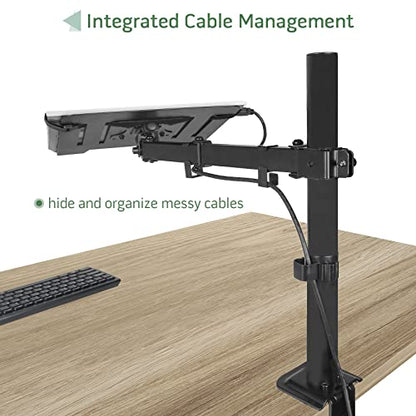 UPGRAVITY Black Laptop Desk Mount for 17 inch Notebook or 14”-32” Monitor | Single Laptop Stand Arm with Vented Tray Holds up to 17.6 lbs, Fully Adjustable, Clamp/Grommet Mounting, VESA 75/100mm - color: Black
