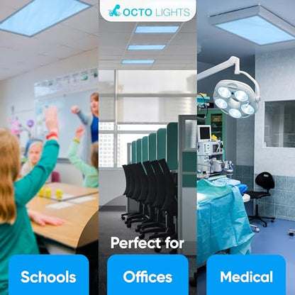 Fluorescent Light Covers for Ceiling Lights Classroom Magnetic Blue 4pk - color: Tranquil Blue