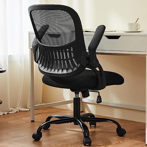 Sweetcrispy Computer Desk Chair, Swivel Task Chair with Lumbar Support - color: Black, size: 18.49"D