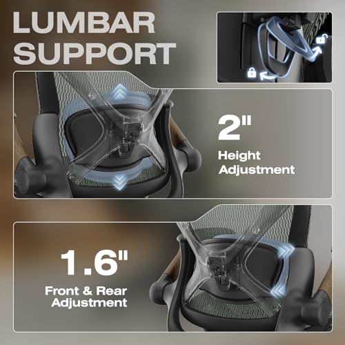 ELABEST X100 Ergonomic Mesh Office Chair with Footrest, Big and Tall Home Desk Chair with 5D Flip-Up Arms, Adjustable 3D Lumbar Support, Gaming & Executive Computer Chair (Forest Ranger) - color: Forest Ranger