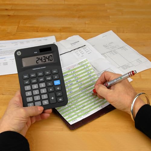 HP - Mini Desktop Business Calculator, 8-Digit Solar Powered Desktop Calculator - size: Mini