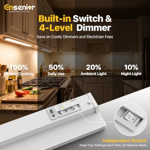 Hardwired Under Cabinet Lighting, 24 Inch 14W Linkable Under Cabinet Lights - color: 1 Pack, size: 24 Inches