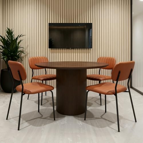 VINGLI Modern PU Padded Stacking Dining Chair Set of 4 for Home, Brown | Comfortable PU Padded Seat, Stackable Metal Frame Chair, Space-saving, Indoor Office Home Commercial Use, Easy to install - color: Brown Pu, size: 4 Pack