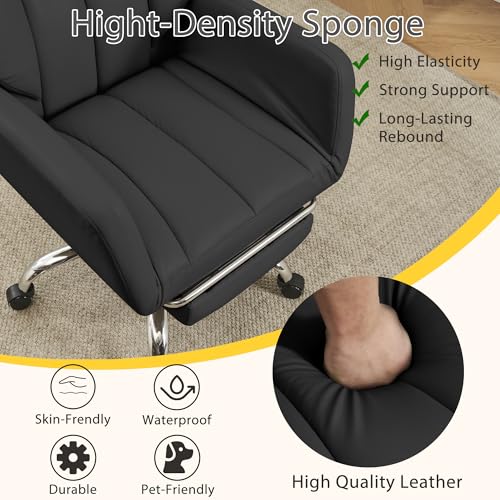 JOMEED Cross Legged Office Chair with Footrest,Flip Armrest,Black - color: Black