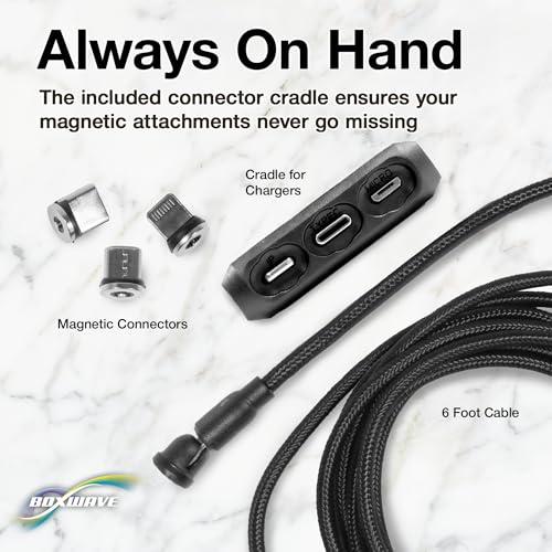 BoxWave Cable Compatible with Logitech Spotlight Presentation Remote - MagnetoSnap AllCharge Cable, Magnet Charging Cable USB Type-C Micro USB - Jet Black