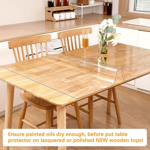 Clear Desk Mat 12 x 44 Inch 1.5mm Thick Table Cover Protector Mat Vinyl Desk Pads on top of Desks Waterproof Plastic Desk Cover PVC Table Protector Pads for Writing Desk Tabletop Night Stand Dresser - color: New Clear Dining Table Protector, size: 12 X 44