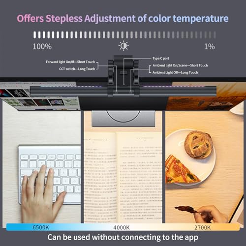 Monitor Light Bar, USB Reading LED Task Lamp with Touch Control, No Screen Glare Dimmable Desk Lamp Computer Monitor Light Bar for Home Office Gaming,Work with Alexa and Google Assistant - style: RGB Backlight