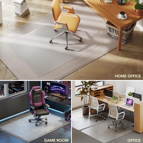 Office Chair Mat for Carpet with Lip, 51" x 63" Clear Plastic Protector | Duty Desk Floor, Low Pile Carpet Saver Mat for Rolling Chairs, Smooth Glide Computer Chair Mat for Office or Home - size: 51"x63"