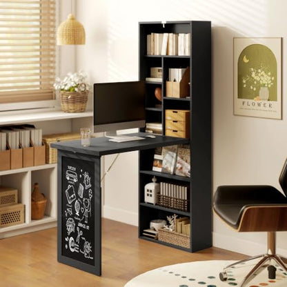 HOMCOM Foldable Convertible Writing Table Computer Desk, Black - color: Black