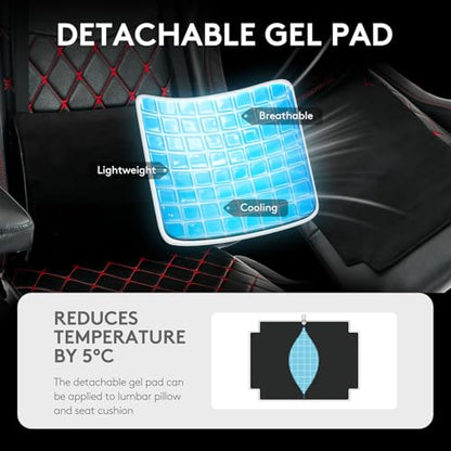 Gaming Chair,Office Chair with Footrest,Massage,Black Red | Gel Pad,Ergonomic,Spring Cushion,High Back,2D Adjustable Arms,Reclining,Lumbar Support,Headrest,Leather Gamer Chair - color: Black Red