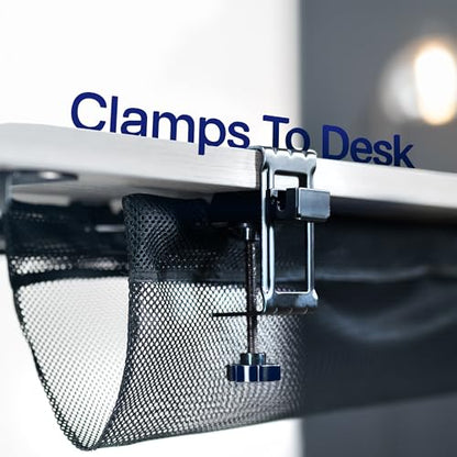 VIVO No Drill Clamp-on 24 inch Mesh Net Under Desk Cable Management Wire Organizer, Adjustable Home Office Standing Desk Cord Storage Sleeve, Black, DESK-AC24MH (Pack of 2) - size: 24" (Pack of 2)