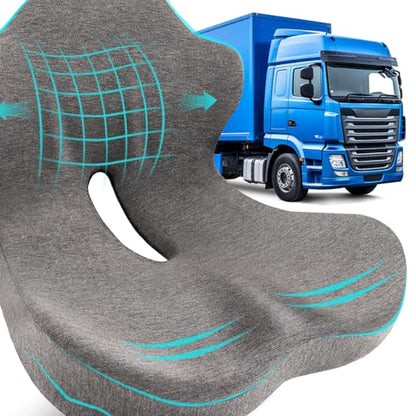 Seat Cushion, Memory Foam Truck Seat Cushion, L-Shaped Ergonomic Design Chair Cushion with Lumbar Support for Back Pressure Relief, for Long Sitting Office Worker and Truck Drivers