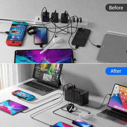 150W USB C Charging Station, 30 Port Fast Multi Device Charger (15 USB-C + 15 USB-A) Desktop Charger Hub, Compatible with iPhone Samsung iPad Google Pixel Tablets & Other USB Electronics