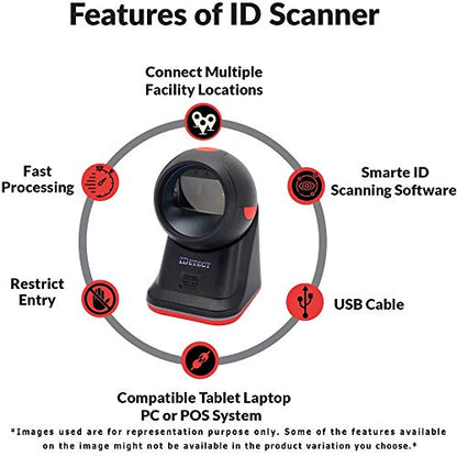 IDetect ID Scanner - Age Verification for Bars and Clubs - Drivers License Reader and Identification Card Scanner for Computers, Tablets, & POS - Stops Unwanted IDs (Entrant Photo) - style: Entrant Photo