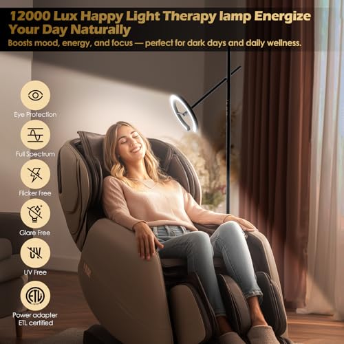 12000 LUX Light Therapy Lamp, UV-Free LED Floor SunLight Lamp, Happy Lamp | 1440lm 24W Full Spectrum Sun Lamp, Touch & Remote Control, 4 Color Temps 7 Brightness, Standing Task Lamp Reading Floor Lamp - style: Standard (H1B)