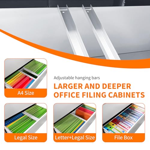 2 Drawer Lateral File Cabinet with Lock White Filing Cabinet - color: White, size: 28.5"H-2 drawers