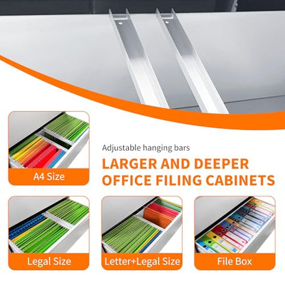 2 Drawer Lateral File Cabinet with Lock White Filing Cabinet - color: White, size: 28.5"H-2 drawers