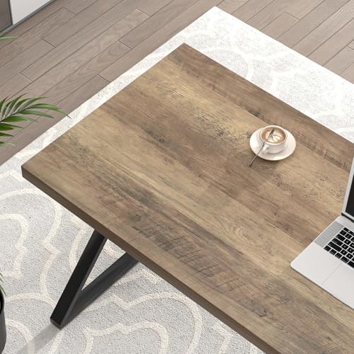 Computer Desk, Modern Home Office Desk, Wood and Metal Study Writing Gaming Table for Bedroom Living Room, Rustic Oak, 53 Inch - color: Oak, size: 53 Inch