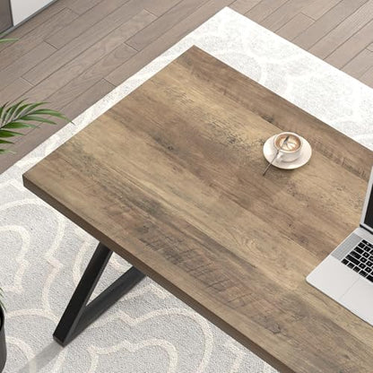 Computer Desk, Modern Home Office Desk, Wood and Metal Study Writing Gaming Table for Bedroom Living Room, Rustic Oak, 53 Inch - color: Oak, size: 53 Inch