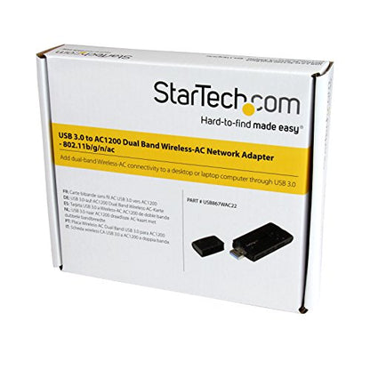 StarTech USB 3.0 AC1200 Dual Band Wireless-AC Network Adapter (USB867WAC22) - size: 867 Mbps, style: AC - USB 3.0