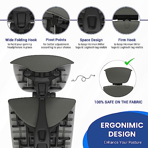 OFFICE LOGIX SHOP Embody Headrest Compatible with Herman Miller Embody Chair (Grey Rhythm Fabric/Graphite Frame) - color: Grey Rythem Fabric/Graphite Frame