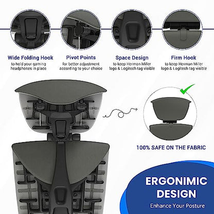 OFFICE LOGIX SHOP Embody Headrest Compatible with Herman Miller Embody Chair (Grey Rhythm Fabric/Graphite Frame) - color: Grey Rythem Fabric/Graphite Frame