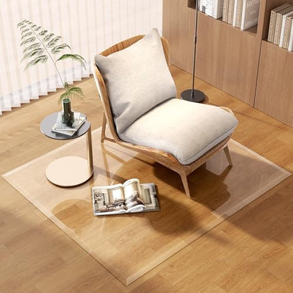 [Tempered Glass] 50“ x 44” Beveled Edge Glass Chair Mat with Polished Edge Clear Office Chair Mat, Glides Smoothly, Suitable for Carpet or Hardwood Floors - size: 50“x44”