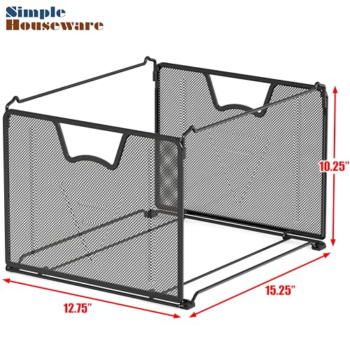 Simple Houseware Mesh Hanging File Folder Organizer, 2-Pack | Fits Letter Size Files, 15.25" x 12.75" - color: Black, size: 2 Pack