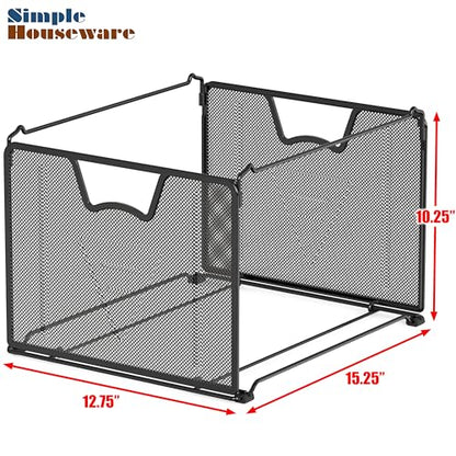 Simple Houseware Mesh Hanging File Folder Organizer, 2-Pack | Fits Letter Size Files, 15.25" x 12.75" - color: Black, size: 2 Pack