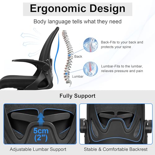 Drafting Chair Tall Office Chair with Flip-up Armrests Executive Ergonomic Computer Standing Desk Chair with Lumbar Support and Adjustable Footrest Ring (Black) - color: Black, size: 934-Z