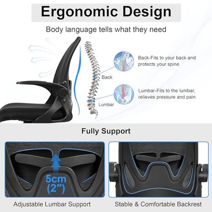 Drafting Chair Tall Office Chair with Flip-up Armrests Executive Ergonomic Computer Standing Desk Chair with Lumbar Support and Adjustable Footrest Ring (Black) - color: Black, size: 934-Z