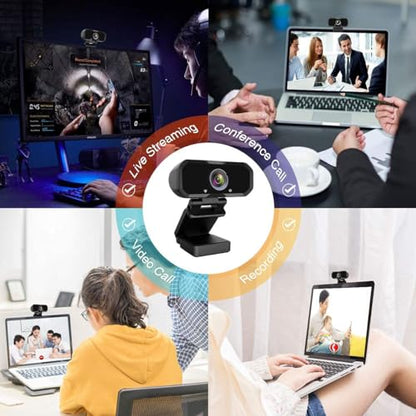 USB-C 1080P Webcam Compatible with Switch 2/ PC - Streaming Camera for Zoom/Teams/Skype, Plug&Play PC/Mac/Laptop - color: Black-USB C