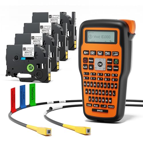 Vixic Label Maker Machine with Tapes, E1000 Industrial Cable Wire Labeler