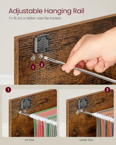 VASAGLE 2 Drawer File Cabinet with Locks, for A4, Letter Sized Documents - color: Rustic Brown, size: 2 Drawers