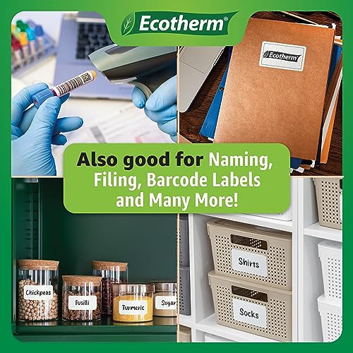 2.25" x 1.25" Thermal Labels | 6 Rolls | 12600 Labels | fits Zebra, Munbyn, Rollo, Godex, Arkscan, iDPRT, Offnova Thermal Label Printers and More | Blank White Adhesive Stickers by Ecotherm - size: 2.25 x 1.25 - 12600 Labels