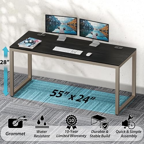 SHW 55-Inch Commercial-Grade Office Computer Desk, Espresso - color: Espresso, size: 55-Inch
