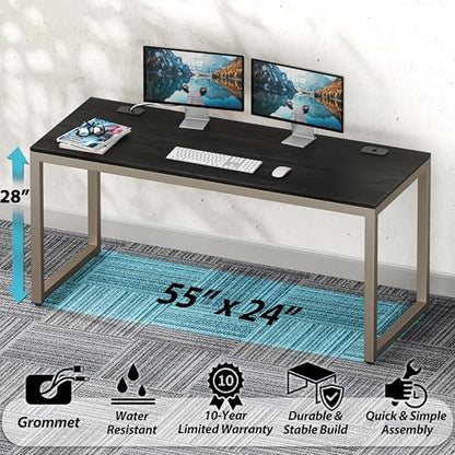 SHW 55-Inch Commercial-Grade Office Computer Desk, Espresso - color: Espresso, size: 55-Inch