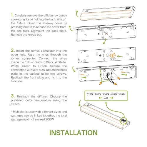 ASD LED Under Cabinet Lighting Hardwired, 18 Inch 10W 2700K-5000K Selectable, 807LM, CRI90+, Direct Wire Linkable Under Counter Lights for Kitchen, Dimmable Under Cabinet Lights, Bronze, UL Certified - color: 18 Inch Bronze, size: 1 Pack