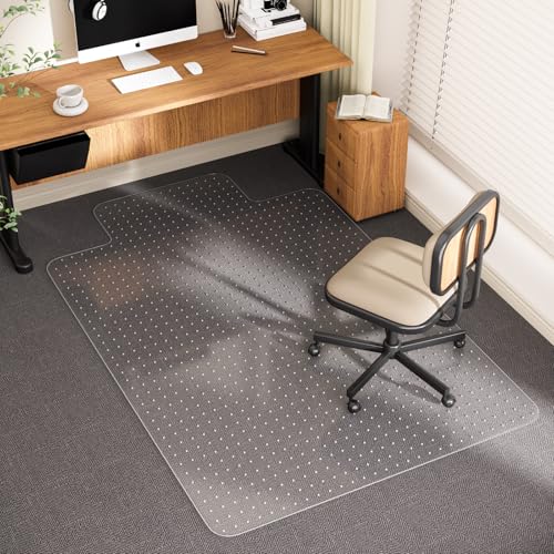 Office Chair Mat for Carpet with Lip, 48" x 72" Clear Plastic Protector | Heavy Duty Desk Floor, Low Pile Carpet Saver Mat for Rolling Chairs, Smooth Glide Computer Chair Mat for Office or Home - size: 48"x72"