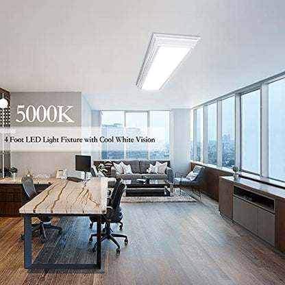 FAITHSAIL Dimmable 4FT LED Wraparound Light, 3 Color Temperature 3000K/4000K/5000K CCT 50W 5500LM 4 Foot Kitchen LED Light Fixture, Flush Mount 48 Inch Linear Ceiling Lighting Fixture, 1 Pack - size: 4 FT-1 Pack