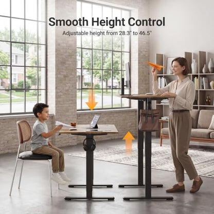 Claiks Electric Height Adjustable Standing Desk, 55x24 Inch, Rustic Brown | Smooth Height Adjustment, 3 Memory Presets, Cable management hub & hook, Stable Steel Frame, 156 lbs Capacity, Easy Assembly - color: Rustic Brown, size: 55