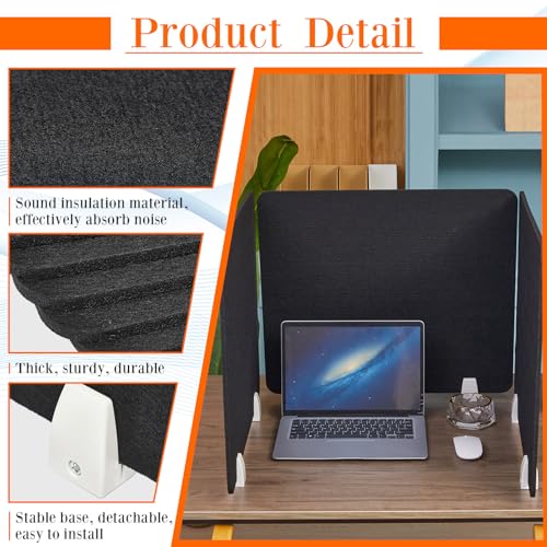 Henoyso 6 Pack Clamp-On Desk Privacy Panels, Acoustic Felt 20×24 Inch,Black - color: Black