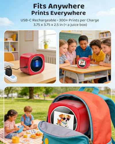 Usteetic Sticker Printer AI Voice-Powered Sticker Maker for Kids – Portable Thermal Inkless Sticker Maker Machine with 3 Paper Rolls–DIY Crafts, Creative Toy Gift for Boys Girls Ages 3+