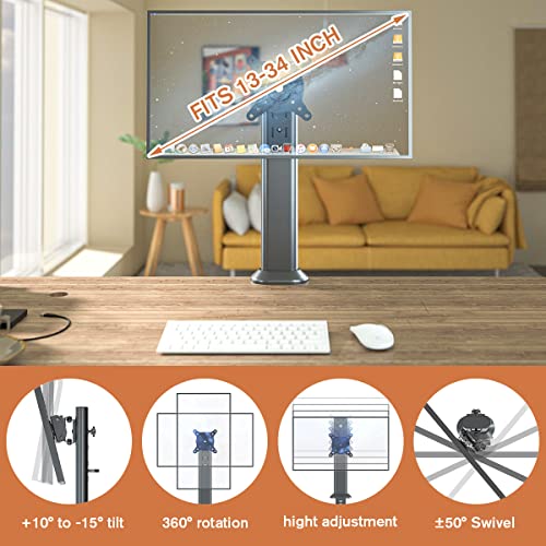 HEMUDU Single Desk Monitor Arm Mount Stand Fit for 13 inch to 32 inch Flat Curved Computer Screen with Swivel, Height Adjustable, Rotation,Holds up to 77lbs, Black - size: 13 inch - 32 inch