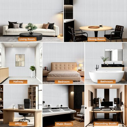 Acoustic Panels,4 Pack 48”x24”x0.72” Soundproofing Panels,White - color: White, size: 4 PCS