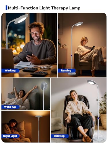GLOWRIUM 48000 LUX Sunlight Lamp, 36W Task Floor Lamp, Reading Floor Lamp