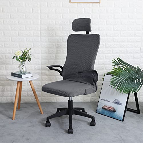 FORCHEER Ergonomic Office Chair Covers Set with Headrest Cover Water Repellent for Managerial Office Executive Chair, Dark Grey - color: Dark Grey, size: Ergonomic Office Chair Cover