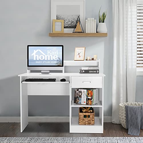 Karl home Computer Desk Study Writing Desk, White - color: White, size: with Keyboard 1