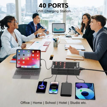 250W 50A USB Charging Station for Multiple Devices, 50 Port Fast USB Charger Block, Desktop Wall Fast Charger with Intelligent Protection, USΒ Power Strip Suitable for Home Office School