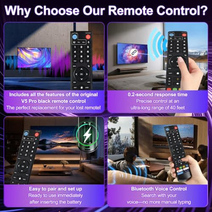 New V5 Pro Black Bluetooth Voice Remote Control,Compatible with vSeeBox V3/V2/V1/V5 Pro, V3 Plus,V1/V2,Max,Elite - color: Black